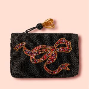 Vintage I. Magnin Beaded Coin Purse with Ribbon